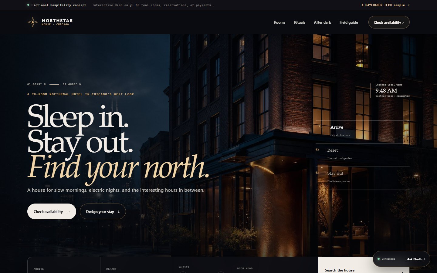 Preview of the Northstar House hotel website