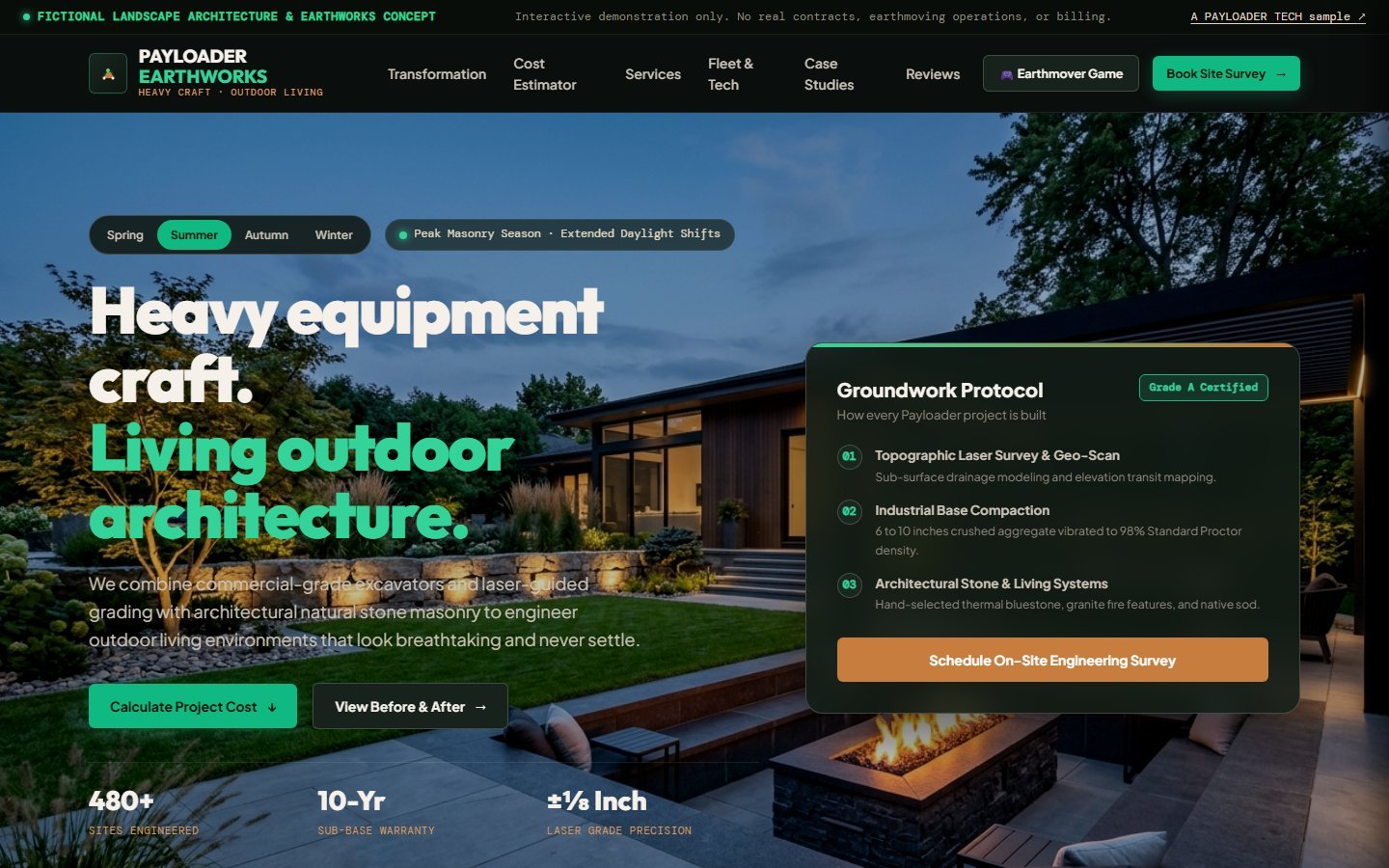 Preview of the Payloader Earthworks landscaping website