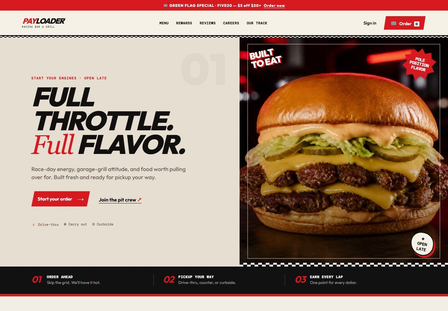 Preview of the Payloader Eats website